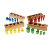 Jeu De 4 Cylindres À Boutons En Bois Montessori, Jouet Éducatif D'Apprentissage Préscolaire Pour Enfants, 20 Pièces