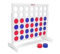 Jeu de 4 en Ligne géant Portable GoSports de 1,20 m de Large, Finition Blanche Classique, avec règles et Sac de Transport