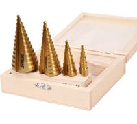 Sthor Foret étagé HSS titane métal/bois/plastique – centrage conique – 4-12/4-20/4-32/4-39 mm