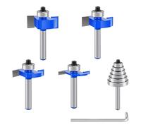 Jeu de 4 fraises à feuillurer à queue de 6,35 mm (1/4 pouce) avec 6 roulements - Fraise à profondeur réglable.