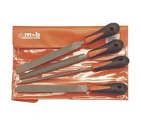 Peddinghaus Jeu de 4 limes de mécanique MOB – Manche bi-matière 200 mm Argent/Noir/Rouge
