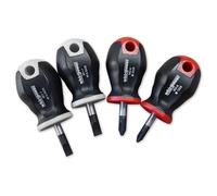 jeu de 4 mini tournevis tom pouce courts, plats et cruciformes -