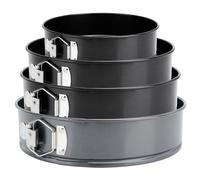 Intirilife Set de 4 moules à charnière : Moule à gâteau rond en 17/23,5/25/27.5 cm- Moule à pâtisserie en acier inoxydable avec revêtement antiadhésif, Moule à charnière avec fermeture, Tarte