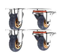 Jeu de 4 pièces, 2 roulettes avec Frein + 2 Roues Fixes, roulettes industrielles Robustes de 3 po/4 po avec Plaque supérieure 93 x 6 m/résistantes à l'usure et