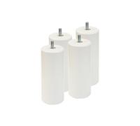 AltoBuy ELEA - Jeu de 4 Pieds 15 cm Blanc pour sommier tapissier