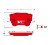 Jeu de 4 plaquettes de frein arrière TRW GDB1763DTE