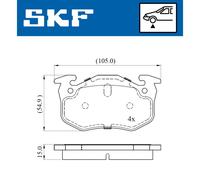 Jeu de 4 plaquettes de frein avant SKF VKBP 80387 E