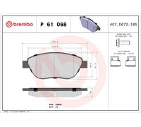 Jeu de plaquettes de frein BREMBO P 61 068, avant