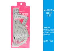 Jeu De 4 Règles En Aluminium,Pièces/Ensemble,Géométrie Métallique,Dessin,Boussole,Papeterie,Règles Mathématiques Pour L'école #B