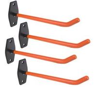Jeu de 4 supports muraux Maclean, pour pneus, roues, échelle, vélo, acier, charge max. 60kg/1 support, MC-437 noir, orange G