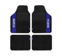 JEU DE 4 TAPIS TISSU SPARCO NOIR AVEC LISERE BLEU