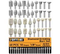 Jeu de 40 Fraises Diamantées Mèches de Gravure avec tige de 1/8" pour Dremel Ponçage Sculpture Gravure de Pierre, Verre, Céramique (Grain 46 et Grain 120)