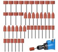 Jeu de 42 Meules en Oxyde d'Aluminium Mèches de Ponçage Compatible avec Dremel Outil Rotatif Mèches de Ponçage avec Tige de 1/8" pour Meulage, Polissage Ébarbage métaux