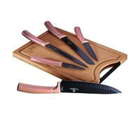 Jeu de 5 Couteaux de Cuisine Professionnel Acier inox, Chef, Planche à Découpe Rose I-Rose