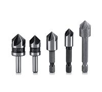 Jeu de 5 forets à fraiser, 5 cannelures, fraise à chanfreiner en acier, foret industriel haute vitesse pour bois, métal et plastique