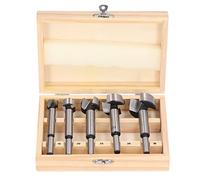 Jeu de 5 forets Forstner, kit de forets à bois avec diamètre de perçage de trou de 15 mm, 20 mm, 25 mm, 30 mm, 35 mm, tige ronde en acier au carbone haute vitesse, foret à bois