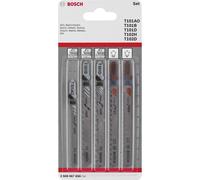 Jeu de 5 lames de scie sauteuse Bosch pour le bois et les matières plastiques, à queue en T 2608667858