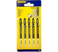 Jeu de 5 lames HCS pour scie sauteuse T101D à bois - IRWIN - Coupe fine et droite - Denture 6TPI