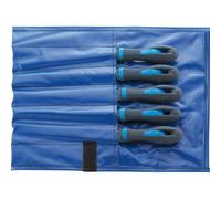 Jeu de 5 limes d'atelier avec manche en étui enroulable