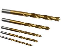 jeu de 5 mèches à bois en acier au carbone Ø 4-10 mm avec revêtement TIN