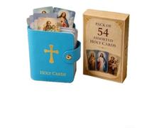 Jeu de 54 Cartes Sacrées Catholiques Portables(Blue)