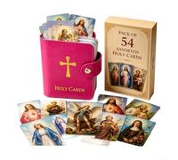 Jeu de 54 Cartes Sacrées Catholiques Portables(pink) | Cartes sacrées catholiques, portable dans wallet, pour idéal , église, maison, spirituel