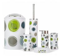 Jeu de 6 accessoires de salle de bain Dont distributeur de savon, brosse de WC et porte-brosse Graue Muster