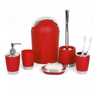 Jeu de 6 accessoires de salle de bain Dont distributeur de savon, brosse de WC et porte-brosse Rot