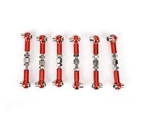 Jeu de 6 biellettes de direction réglables en alliage d'aluminium de haute précision, accessoires de voiture RC pour Buggy Touring Drift Cars 1/10 1/12, rouge violet noir bleu (Red)