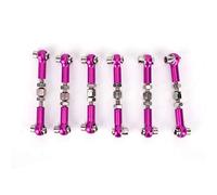 Jeu de 6 biellettes de direction réglables en alliage d'aluminium de haute précision, accessoires de voiture RC pour Buggy Touring Drift Cars 1/10 1/12, rouge violet noir bleu (Purple)