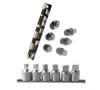 Jeu de 6 clés de vidange d'huile carrées en acier pour entraînement 1/2" avec tailles 8/10/12/14 mm, 3/8" et 1/2", compatible avec les cliquets standard pour un entretien facile du véhicule