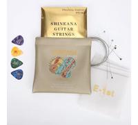 Jeu de 6 cordes pour guitare électrique faites à la main en acier plaqué nickel avec extrémité boule colorée avec pochette en cuir souple réutilisable, ton éclatant, puissance explosive (doré (9/42))