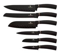 Jeu de 6 Couteaux de Cuisine Professionnel Acier inoxydable Couteau Chef Santoku, Berlinger Haus, Black Rose, , Noir