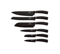 Jeu de 6 Couteaux de Cuisine Professionnel Acier inoxydable Couteau Chef Santoku, Berlinger Haus, Black Rose, , Noir Noir G