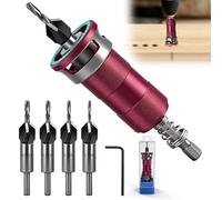 Jeu de 6 Forets à Fraiser Coniques, Fraises à Bois de Précision avec Butée de Profondeur Réglable, Foret Fraisoir à Queue Hexagonale 1/4" pour Travail du Bois, pour Obtenir des Perçages Réguliers