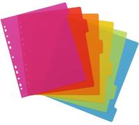 Jeu De 6 Intercalaires Polypro A4 Maxi. Coloris Fluo Multicolores