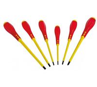 Jeu de 6 tournevis isolés 1000V - Fente + Phillips®, norme NF ISO 8764 / NF ISO 2380 / EN 60900 - manche ergonomique antidérapant, outil professionnel électricien