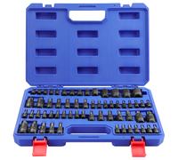 WORKPRO Jeu de 60 Douilles Torx, Torx Intérieur et Extérieur 1/4", 3/8" et 1/2", Coffret Douilles en Acier S2, T6-T70, TT6-TT70, TP8-TP60, E4-E24, Acier Chrome Vanadium, avec Boîte de Rangement