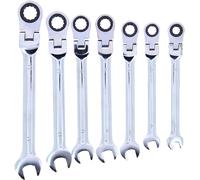 Jeu de 7 Clés mixtes à cliquet - PRECISION STEEL - 8 / 9 / 10 / 11 / 12 / 13 / 14 - Clé à fourche, avec oeil inclinable à 180°