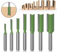 jeu de 7 fraises, queue de 6 mm, 3, 4, 5, 6, 8, 10, 12 mm de diamètre de lame, double sifflet, fraises droites pour le travail du bois