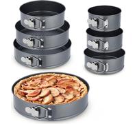 Relaxdays Lot moules charnière, 7 Plats Ronds, diamètre: 14/16/18/20/24/26/28 cm, inoxydables, antiadhésifs, Anthracite