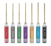 Jeu de 7 tournevis hexagonaux de précision pour modèles RC avec poignées à code couleur pour une identification et un contrôle faciles