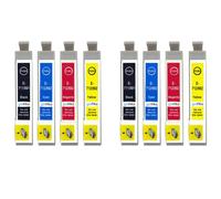 Jeu de 8 cartouches d'encre compatibles Go Inks pour Epson Stylus T0711-T0714 - Noir/Cyan/Magenta/Jaune, 15ml/13,5ml