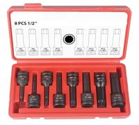 Jeu de 8 embouts Allen hexagonaux à Impact ou douilles Torx cannelure triple carrée XZN, entraînement 1/2 pouces(8PC XZN Spline Bit)