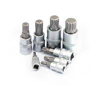 Jeu de 8 embouts Torx 1/4", 3/8", 1/2", adaptateurs for clés Allen, embouts cannelés, tête universelle for clé dynamométrique, clé à cliquet et douille