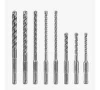 Jeu de 8 forets à béton SDS-Plus Ø5-12mm pour acier et béton | 4 lames en carbure de tungstène, avec 3 forets courts et 5 longs - Compatible avec Bosch, Hilti, Makita