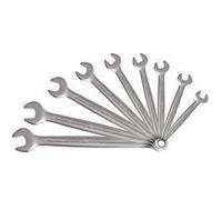 KS TOOLS - 922.0043 - Jeu de 9 clés mixtes métriques - Clé plate à cliquet en boite - Composé de 9 pièces de 8 à 19 mm - Angle de fourche et œil incliné à 15°