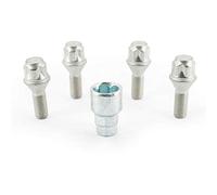 Jeu de antivol de roue H&R M12x1.25x26mm conique - 4 boulons antivol de roues avec adaptateur