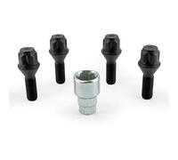 Jeu de antivol de roue H&R M12x1.50x28mm conique Noir - 4 boulons antivol de roues avec adaptateur