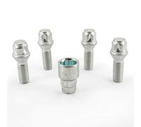 Jeu de antivol de roue H&R M14x1.50x31mm conique - 4 boulons antivol de roues avec adaptateur, Argent